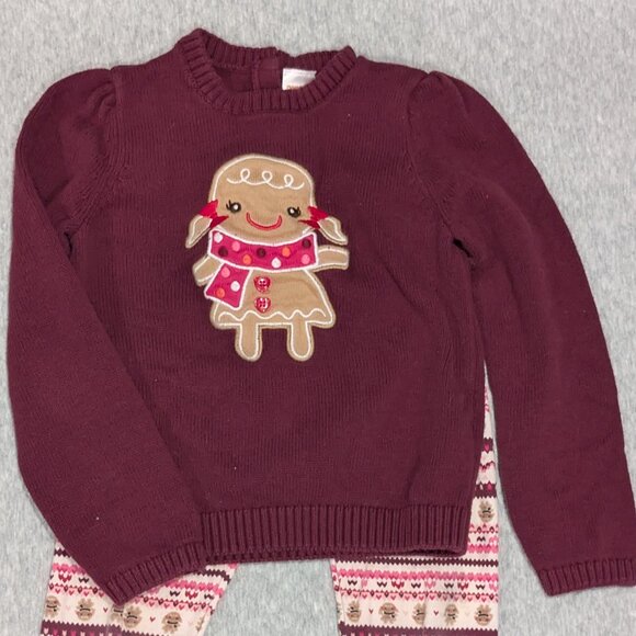 Winter Wonderland Burgundy Gingerbread Sweater and Leggings - Picture 1 of 5